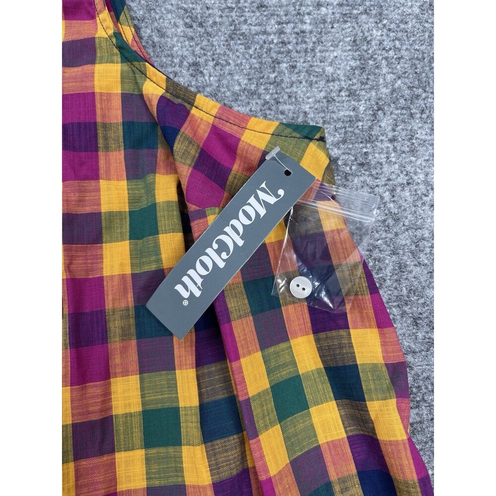 ModCloth Sleeveless Top Womens 2X Button Front Plaid Cotton NEW W Tags - Picture 3 of 10